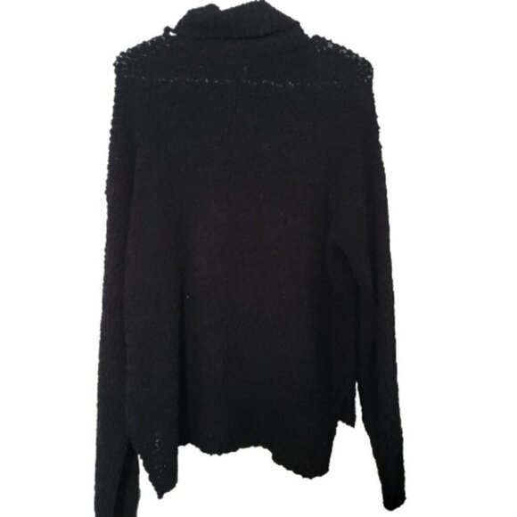 Bobeau long black oversize turtle neck  slouchy chenille knit - Picture 3 of 5